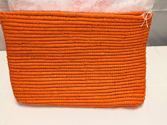 Coral/Orange Vintage Woven Wheat Grass/Wicker Purse