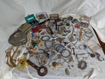 Large Collection Of Costume Jewelry And Storage