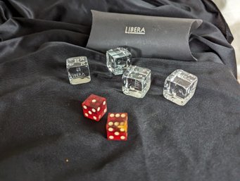 Collection Of Dice Including Four Crystal Pieces By Libera
