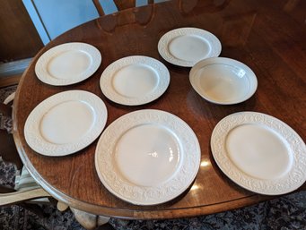 Collection Of Seven Tableware Pieces Including 5 Farberware 10.5'' Plates