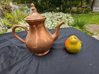 Copper Tea Pot With A Wood Finial By Old Dutch