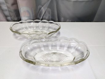Set Of 2 Cut Crystal Serving Dishes