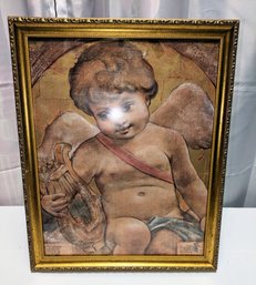 Ornate Gold Framed Richard Franklin, Cupid With Harp Picture