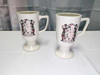 Vintage Set Of 2 Homer Laughlin China, Pedestal Irish Coffee Mugs