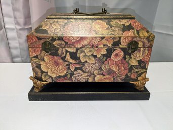Vintage Wood & Brass Accent Trinket Box