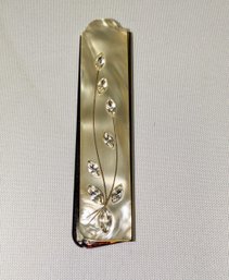 Vintage 1950s Mother Of Pearl And Rhinestone Accent Folding Hair Comb