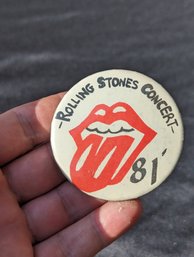 Vintage 1981 Rolling Stones Concert Button