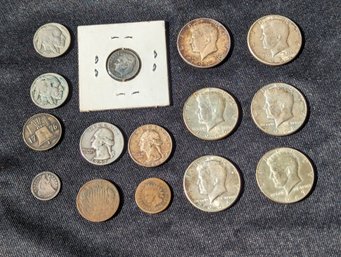 Collection Of 15 Coins With Eight Of Them Being Silver