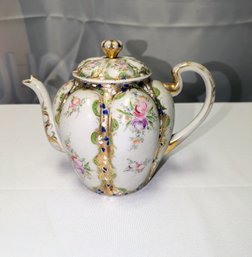 Antique Melon Shape Porcelain Tea/Chocolate Pot