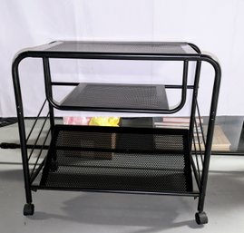 Black Metal Rolling Computer/Television/ Microwave Or Whatever You Want Cart