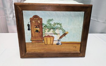 Vintage Kitchen/Desk Still Life Painting On Canvas Board - Signed By: Becky Angle