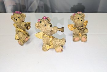 Set Of 3 Vintage Resin Angel Bears