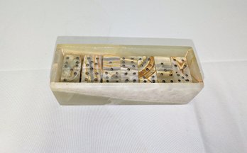 Vintage Onyx Marble Dominos Set - 28 Dominos & Storage Box