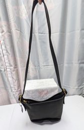 Vintage Large Black Leather Coach Crossbody Bag