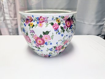 Vintage Hand Painted Asian Ceramic Planter Pot