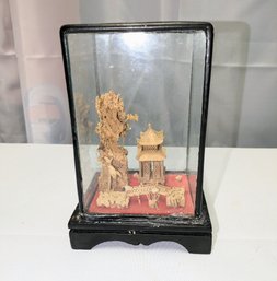 Vintage Asian Carved Cork Art Diorama