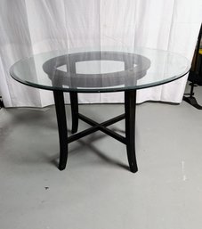 Round Wood & Glass Top Table