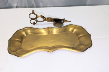 Antique Sarreid, Ltd, Valmazan 19th Century Solid Brass Candle Snuffer & Tray