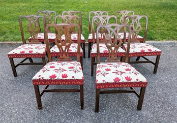 Set Of 10 Vintage Custom  Upholstered  Dining Room Chairs