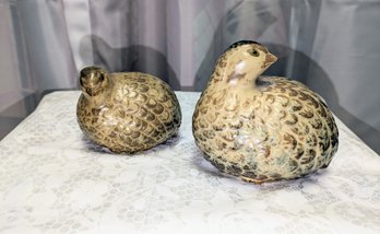 Vintage Pair Of MCM Ceramic Quails - Japan