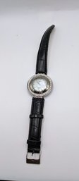 Vintage B Diamond Quartz Double Face Mother Of Pearl & Turquoise Watch Face With Rhinestone Bezel