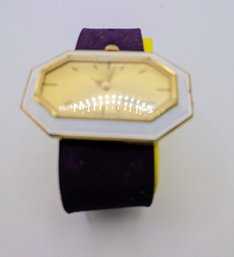 Vintage Old England Watch With White & Gold Bezel & Velvet Band