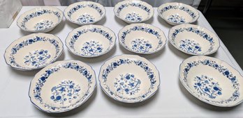 Set Of (11) Vintage F. W. Woolworth Blue & White Soup Bowls