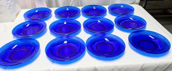 Set Of (12) Vintage Cobalt Blue Glass Salad/Fruit Bowls - France