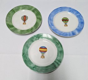 Set Of 3 Hand Painted JWB Hot Air Balloon Plates