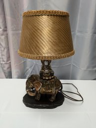 Antique Japanese Moriage Buddha Elephant Lamp With Shade