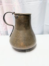 Antique Hand Hammered Copper, Brass & Iron Vessel With Handle