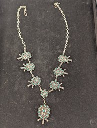 Sterling Turquoise Necklace And Earrings