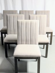 Set Of 6 Ashley Grey Upholstered Dining Room Chairs