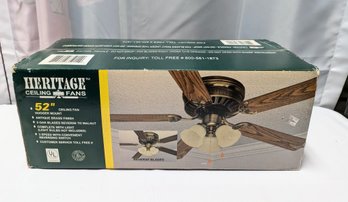 Heritage 52' 5 (Reversible Blade), 3 Light Ceiling Fan New In Box