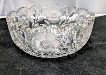 American Brilliant Saw Tooth Rim Crystal Bowl With Daisy Design Pattern