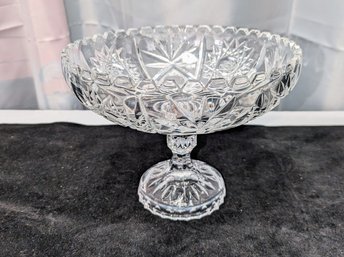 Vintage MCM Compote Cut Crystal Pedestal Bowl