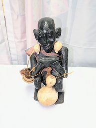 Vintage Maasai Elder Hand Carved Black Ebony Wood Statue