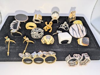 Lot # 3 Vintage Costume Rings - Does Not Included Black Ring Tray - 20 Rings In Total