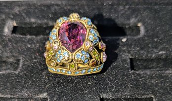 Vintage Heidi Daus Amethyst & Multi Color Gemstone Ring - Size 7