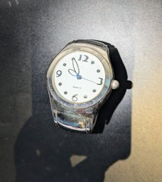 Vintage Silver Tone White Face Japan Movement Bracelet Watch