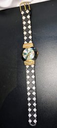 Vintage Xanadu Black & White Band, Mother Of Pearl Face Watch