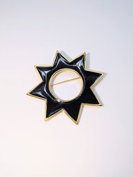 Vintage Monet Black Enamel Star Burst Brooch