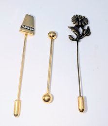 Set Of 3 Various Vintage Stick Pins