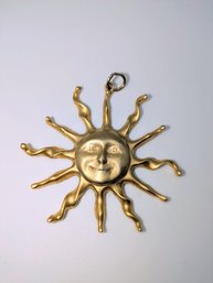 Gold Tone Sunshine Pendant Only No Chain