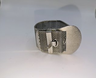 Silver Tone Mesh Belt Buckle Design Bracelet