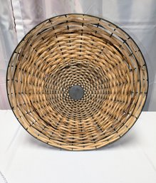 Round Cane & Metal Serving Tray