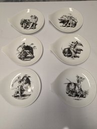 Set Of 6 Vintage MCM BLOCK Bidosoa Blanc Plates - Spain