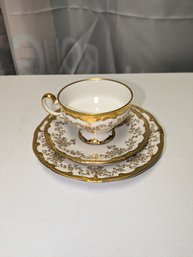 Vintage Wiemar Porzellan 3 Piece China Dessert Set - 'Katherina' / Gold & White