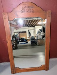 Vintage Wood Framed Wall Mirror