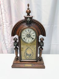 Antique Believed To Be 1800s Lion Head Pillar Mantle Clock With Key